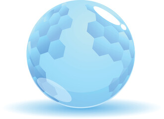 Aufkleber - Blue transparent sphere is standing on a white background, featuring a hexagon pattern