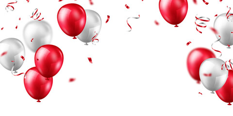 Wall Mural - banner template vector background design red balloon 3d beautiful illustration