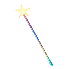 Wall Mural - A glowing magic wand with a star tip on transparent background