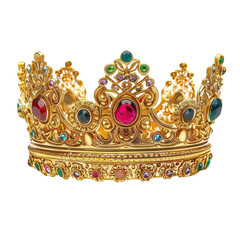 Wall Mural - A golden crown adorned with jewels on transparent background