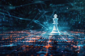 Poster - A single chess piece placed on a table with no surrounding context, perfect for illustration or design