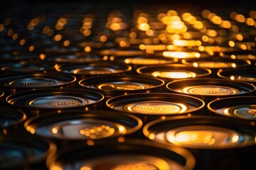 Poster - A group of candles lit up and clustered together in a tight shot