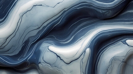 Wall Mural - Dark Blue White Abstract Flowing Texture Background.