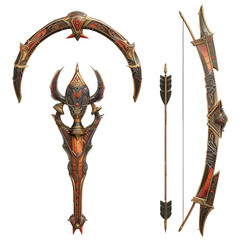 Wall Mural - A detailed bow and arrow set on transparent background