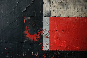 Poster - A worn-out brick wall with peeling paint, suitable for use in distressed or vintage-themed designs