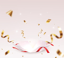Wall Mural - open box with gold confetti , isolated on transparent background