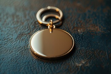 Poster - A close-up view of a keychain lying on a leather surface