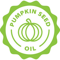 Wall Mural - green pumpkin seed oil outline icon round rounded circle badge stamp label isolated on transparent background