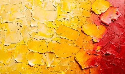 Wall Mural - Textured grunge background with layers of acrylic and oil paints in yellow and red