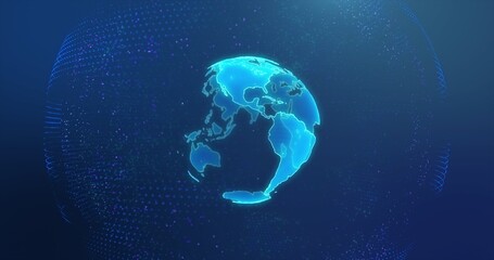 Wall Mural - Digital earth made up of dots. Global network and digital data technology concepts.