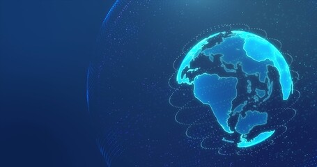 Wall Mural - Digital earth made up of dots. Global network and digital data technology concepts.