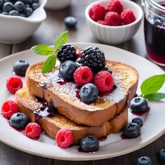 Poster - Traditional French toast with berries