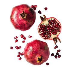 Wall Mural - Vibrant Whole and Sliced Pomegranates Design