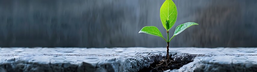 Wall Mural - detailed shot of a tree sapling growing among ruins, symbolizing hope and renewal, more clarity with