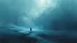 © 楠 刘 - Mysterious Blue Misty Void with Grainy Texture Creating a Surreal and Sad Artistic Atmosphere
