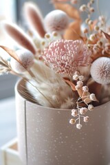 Poster - Dried Flower Arrangement in a Beige Pot