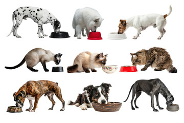 Poster - PNG pets eating food element set, transparent background