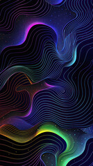 Wall Mural - Flowing neon lines forming abstract patterns on dark canvas