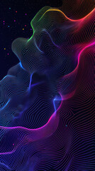 Wall Mural - Multicolored abstract wave patterns with star-like sparks