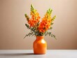 © happie - Orange Snapdragons in a Vase - Modern Minimalistic Background. Elegant, nature-inspired illustration perfect for diverse projects, from marketing to home decor.