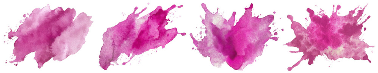 Wall Mural - collection of vibrant pink watercolor splashes, perfect for backgrounds, designs, and creative proje