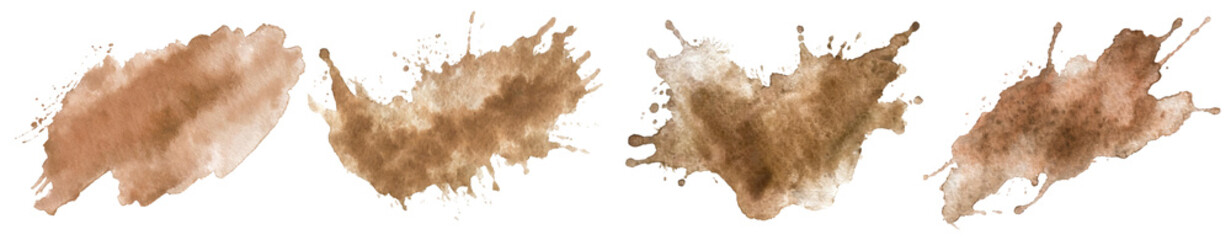 Wall Mural - set of elegant, earthy color smudge textures for creative design projects, isolated on transparent o