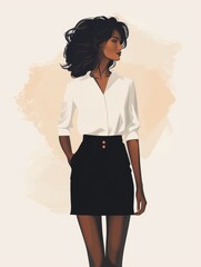 Wall Mural - Stylish Woman in Pencil Skirt and Blouse, Perfect for Fashion or Lifestyle Designs Generative AI