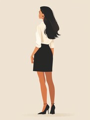 Wall Mural - Stylish Woman in Pencil Skirt and Blouse, Perfect for Fashion or Lifestyle Designs Generative AI