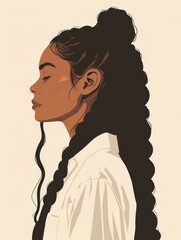 Wall Mural - Empowered Woman with Dreadlocks on Simple Background Generative AI