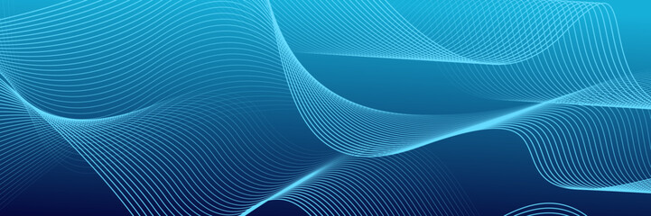Wall Mural - dark blue abstract background with glowing wave lines. futuristic background modern concept technolo
