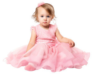 Sticker - PNG Girl wearing a pink princess dress sitting portrait fashion.