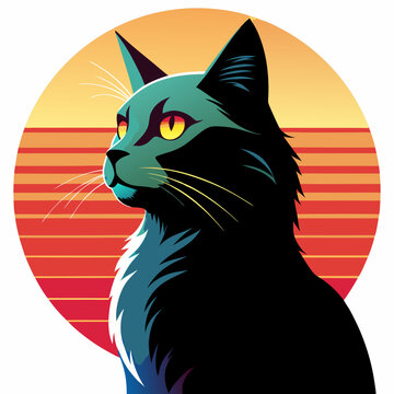 Persian cat sunset T-shirt design