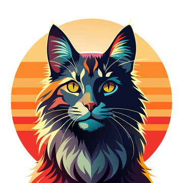 Persian cat sunset T-shirt design