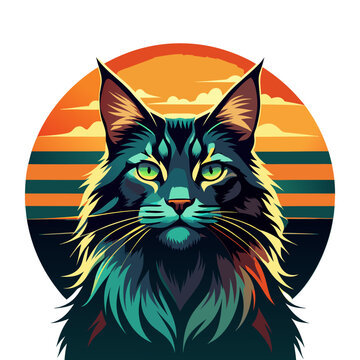 Persian cat sunset T-shirt design