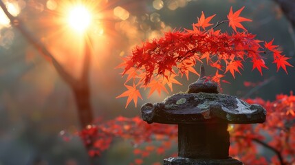 Canvas Print - Autumnal Glow in a Japanese Garden