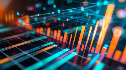 Poster - a detailed closeup of a vibrant bar graph showcases upward financial trends, highlighting economic g