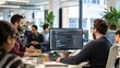 © Elmira - A group of software developers engages in teamwork while coding and discussing ideas in a bright and contemporary office space