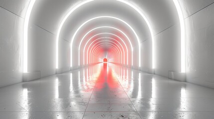 Poster - illuminated passageway with dynamic light effects creating a futuristic atmosphere in a modern space