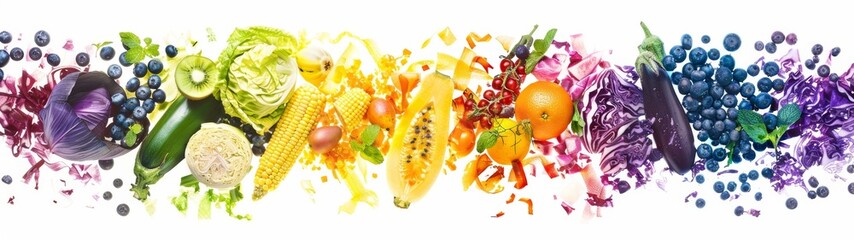 Wall Mural - Rainbow of Fresh Fruits and Vegetables