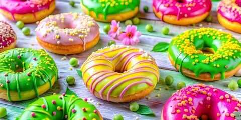 Canvas Print - DECORATED COLORFUL DONUTS