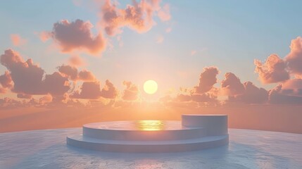 Wall Mural - A beautiful sunset with a large sun in the sky