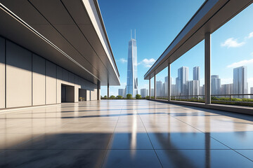 Poster - modern office building with concreted flat floor in the city