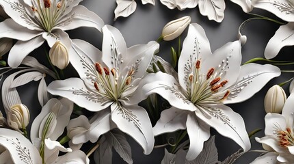 Poster - bouquet of white lilies