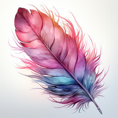 Watercolor soft pastel detailed feather in watercolor style, clipart Illustration, Generative Ai