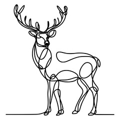 Wall Mural - one line continuous deer animal vector illustration template design