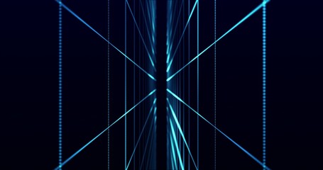 Wall Mural - Blue grid lines extend toward the back of the space.