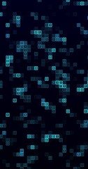 Wall Mural - Image of a random grid of blue squares marked with the numbers 1 or 0. Technology and Digital Concepts