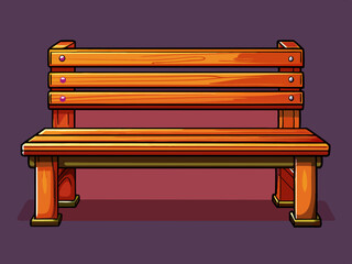 Cartoon vector illustration of wooden bench on isolated background