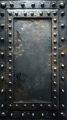 Wall Mural - Robust Industrial Style Metal Frame with Rivet Details and Raw Finish