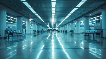 Wall Mural - Empty airport terminal concourse during off-peak hours